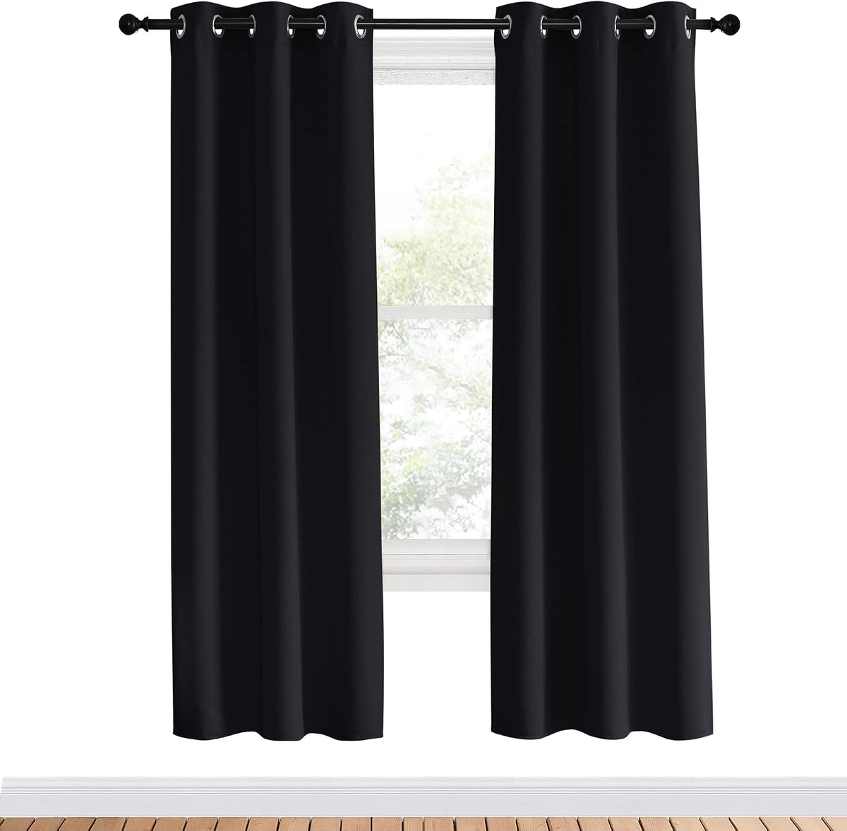 70"L x 34"W polyester curtains in Black, alternate view 2
