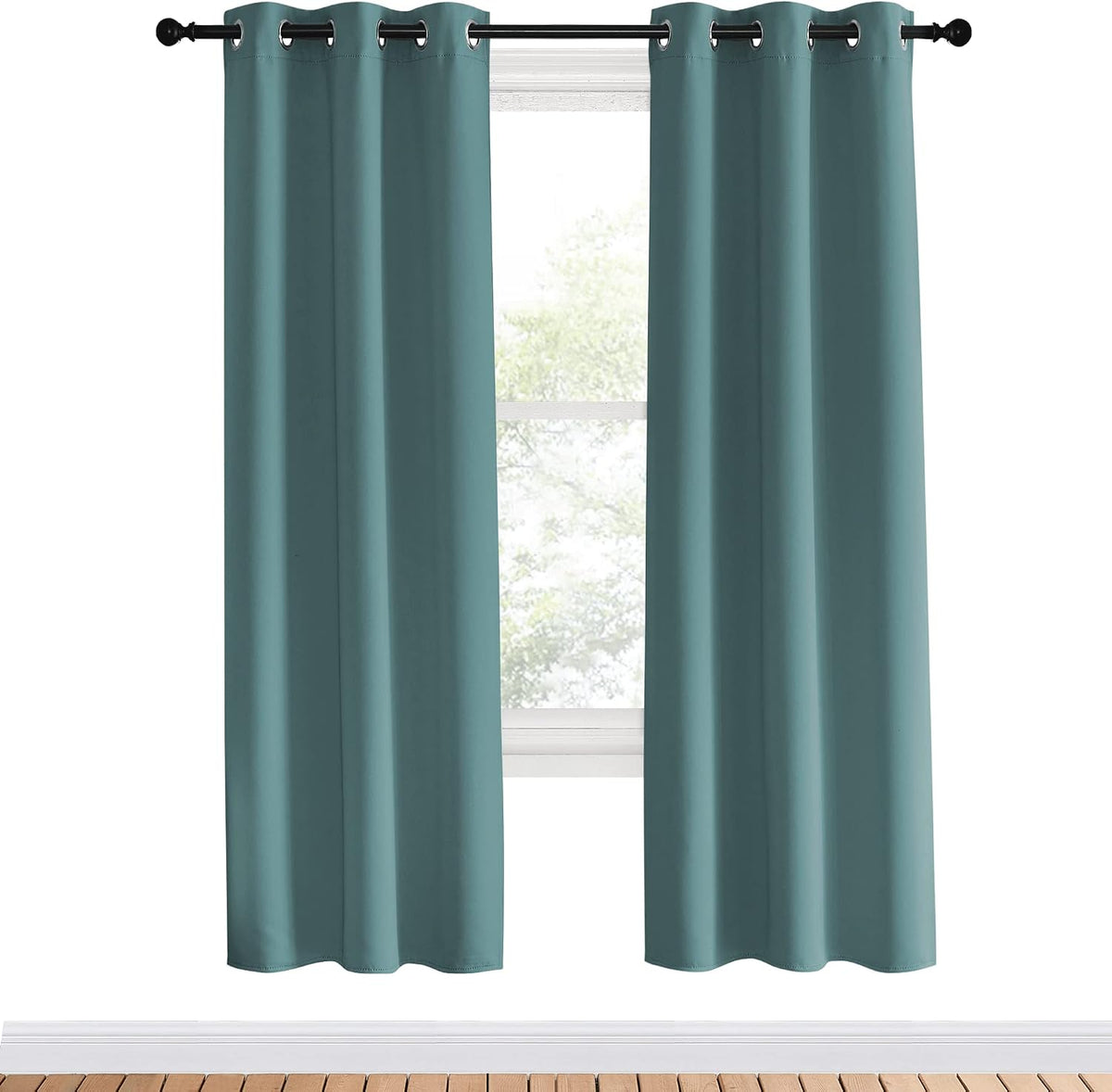 70"L x 34"W polyester curtains in Greyish Blue, alternate view 2