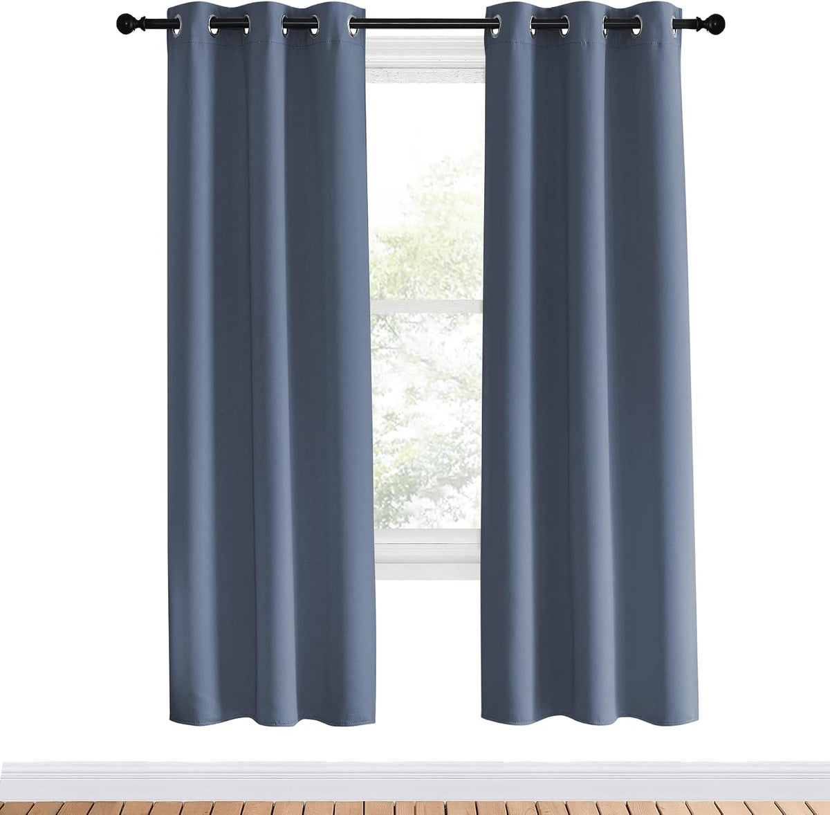 70"L x 34"W polyester curtains in Stone Blue, alternate view 2