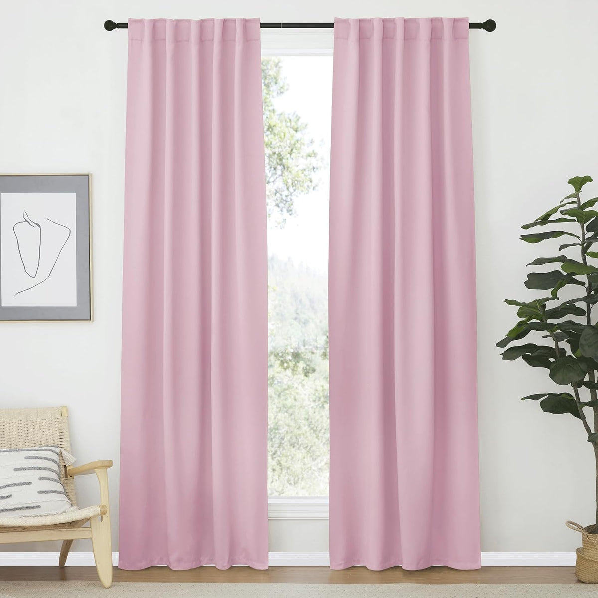 70"L x 42"W polyester curtains in Baby Pink
