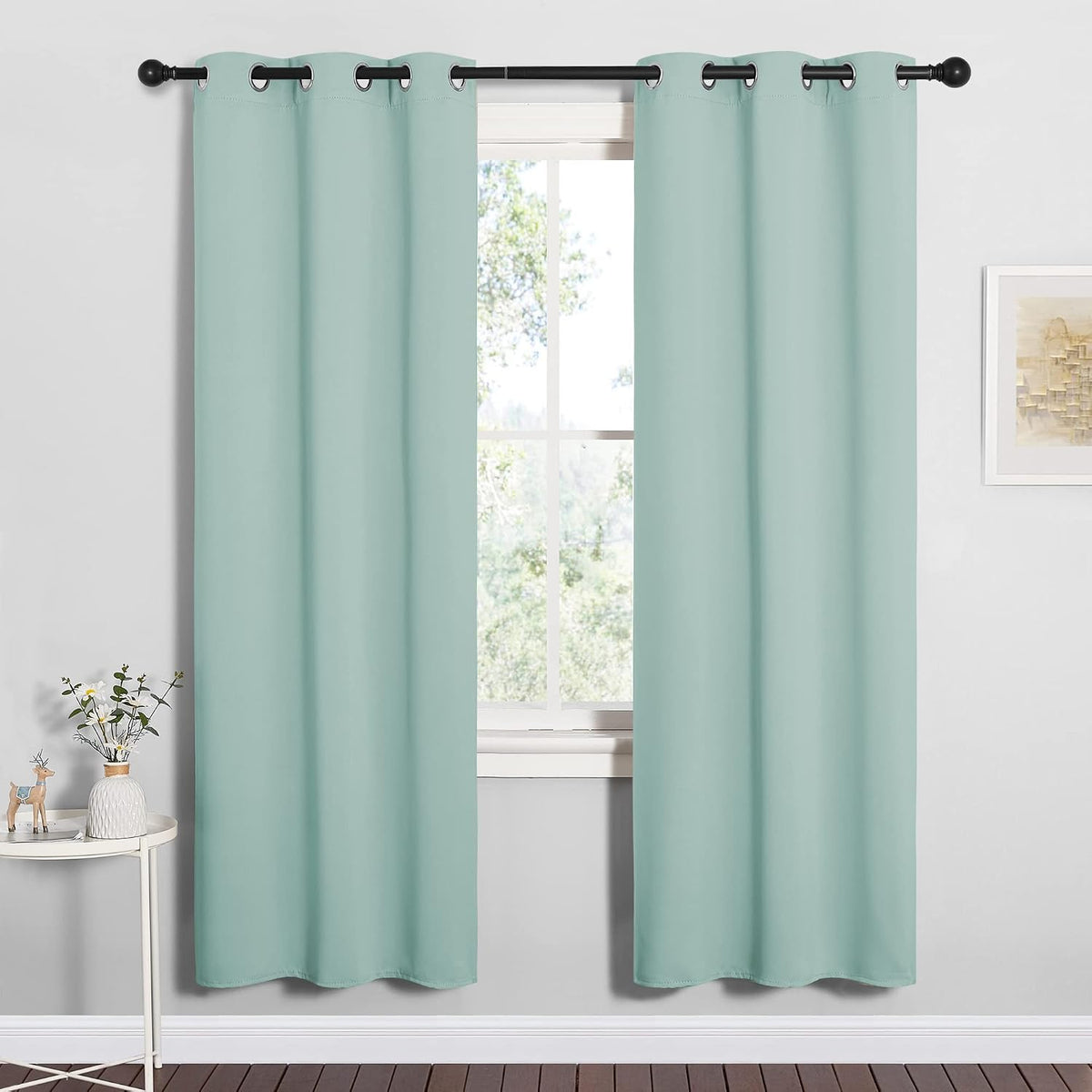 72"L x 34"W polyester curtains in Aqua
