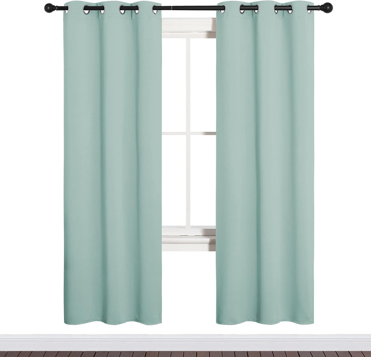 72"L x 34"W polyester curtains in Aqua, alternate view 2