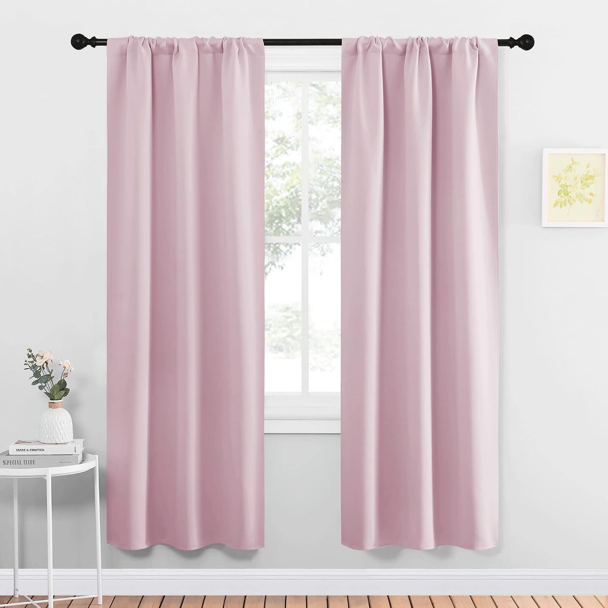 72"L x 34"W polyester curtains in Baby Pink