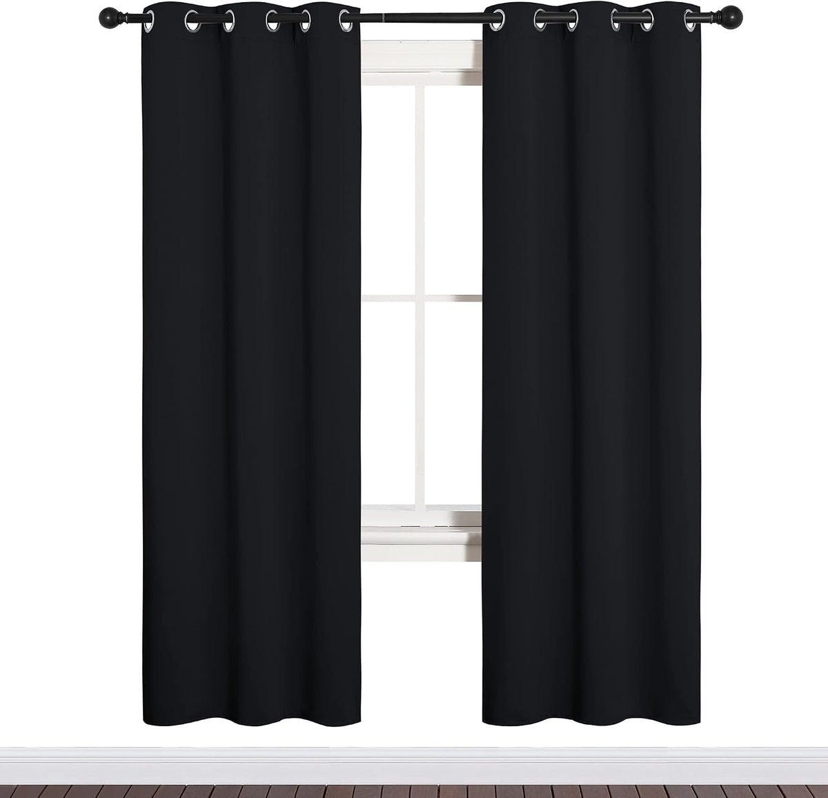 72"L x 34"W polyester curtains in Black