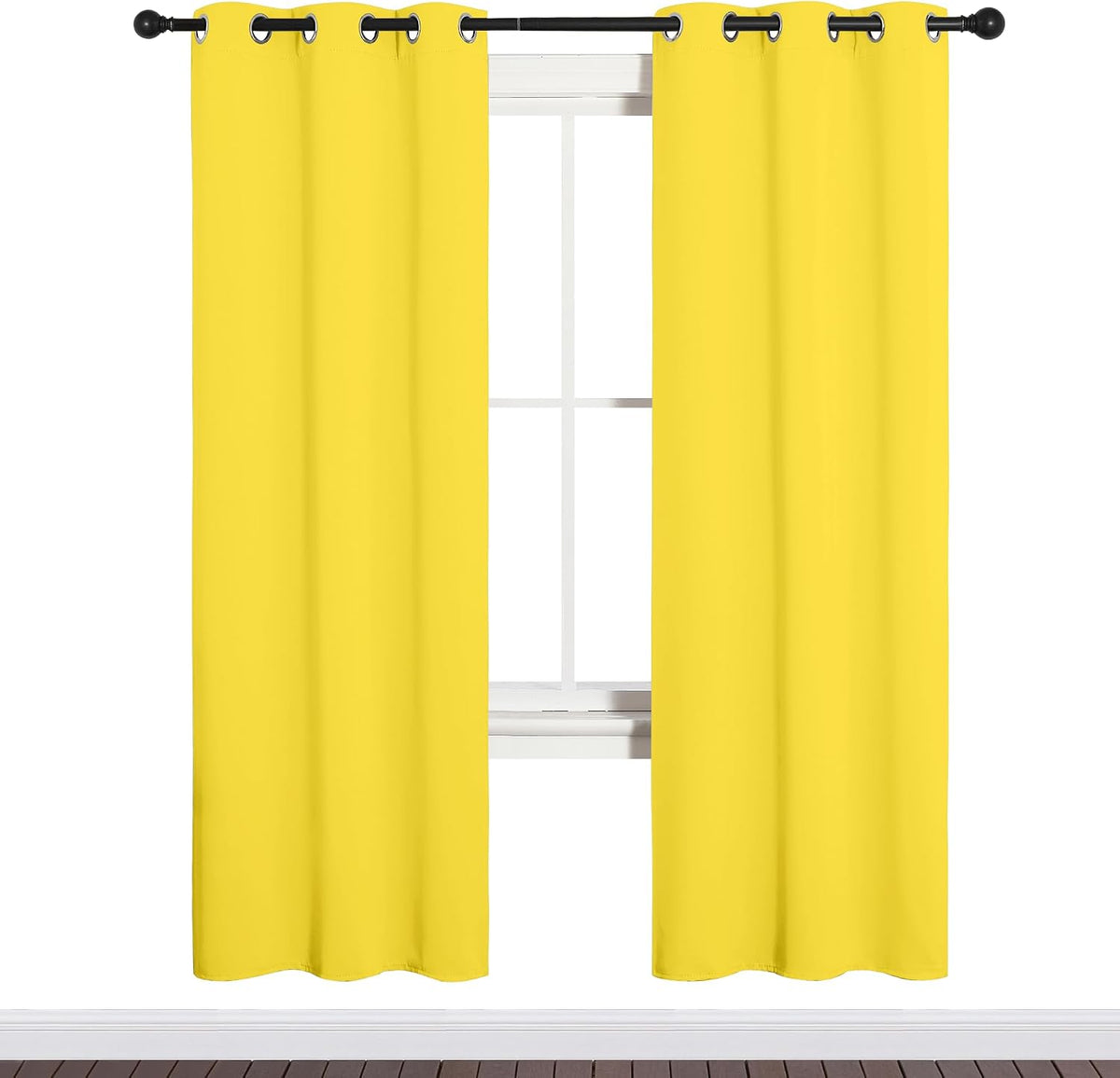 72"L x 34"W polyester curtains in Bright Yellow, alternate view 2
