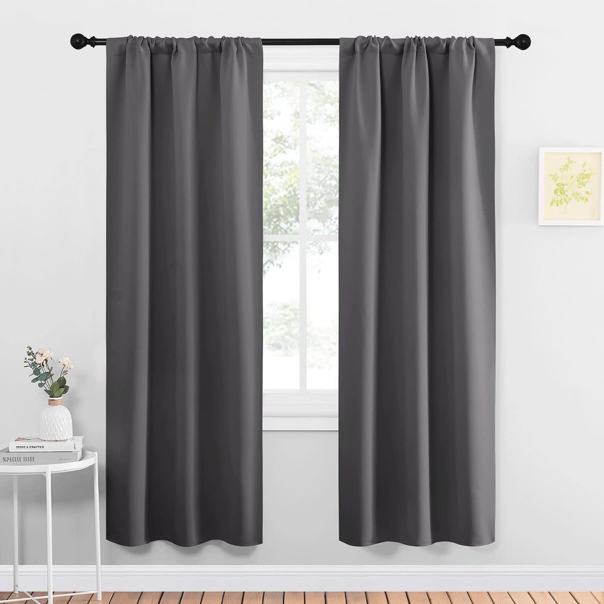 72"L x 34"W polyester curtains in Grey