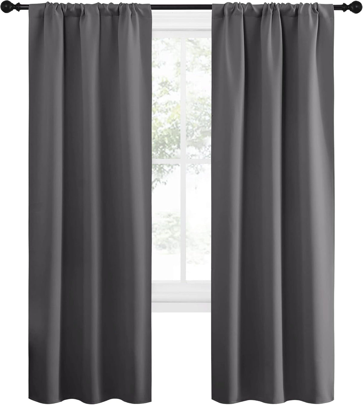 72"L x 34"W polyester curtains in Grey, alternate view 2