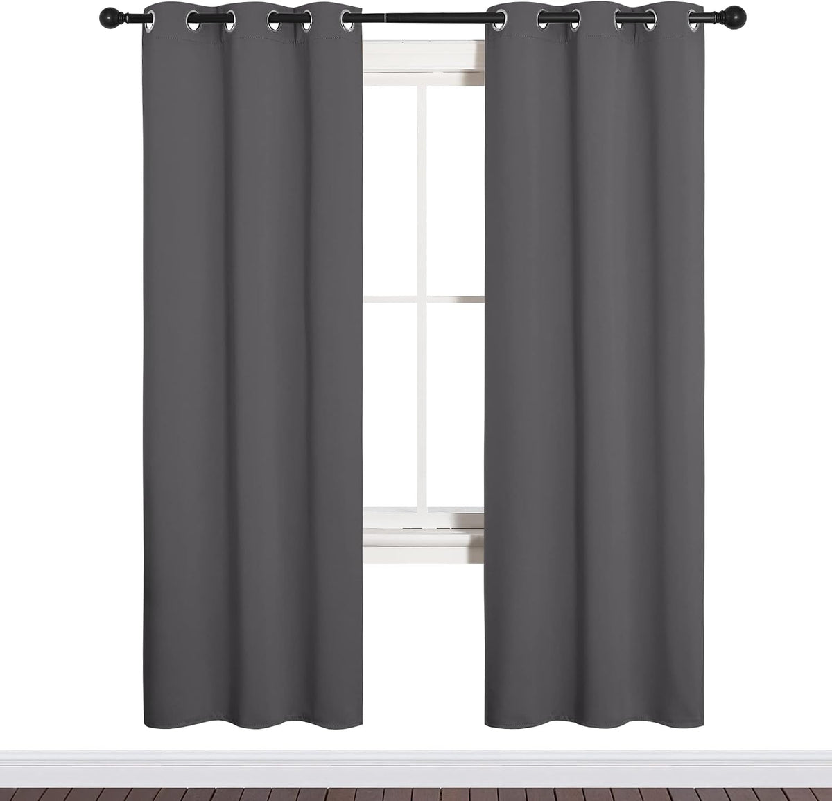 72"L x 34"W polyester curtains in Grey, alternate view 2