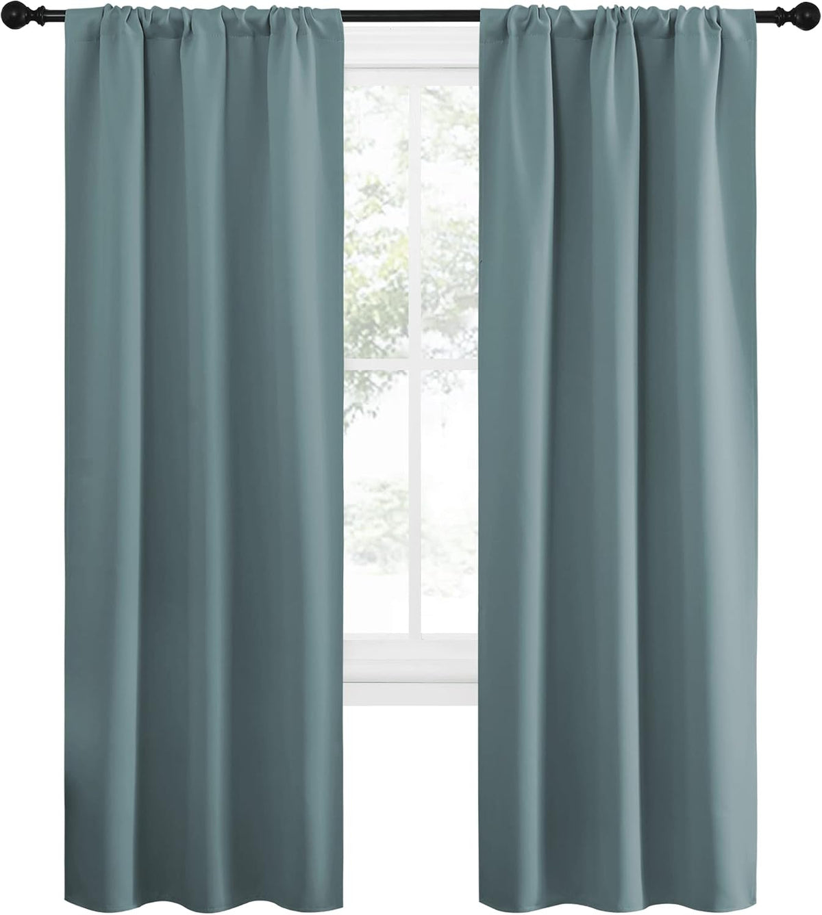72"L x 34"W polyester curtains in Greyish Blue, alternate view 2