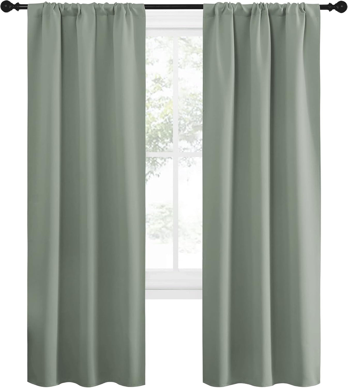 72"L x 34"W polyester curtains in Greyish Green, alternate view 2