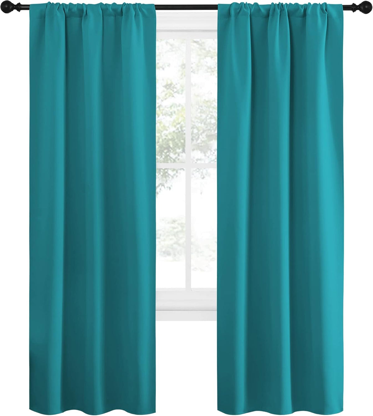 72"L x 34"W polyester curtains in Peacock Blue, alternate view 2