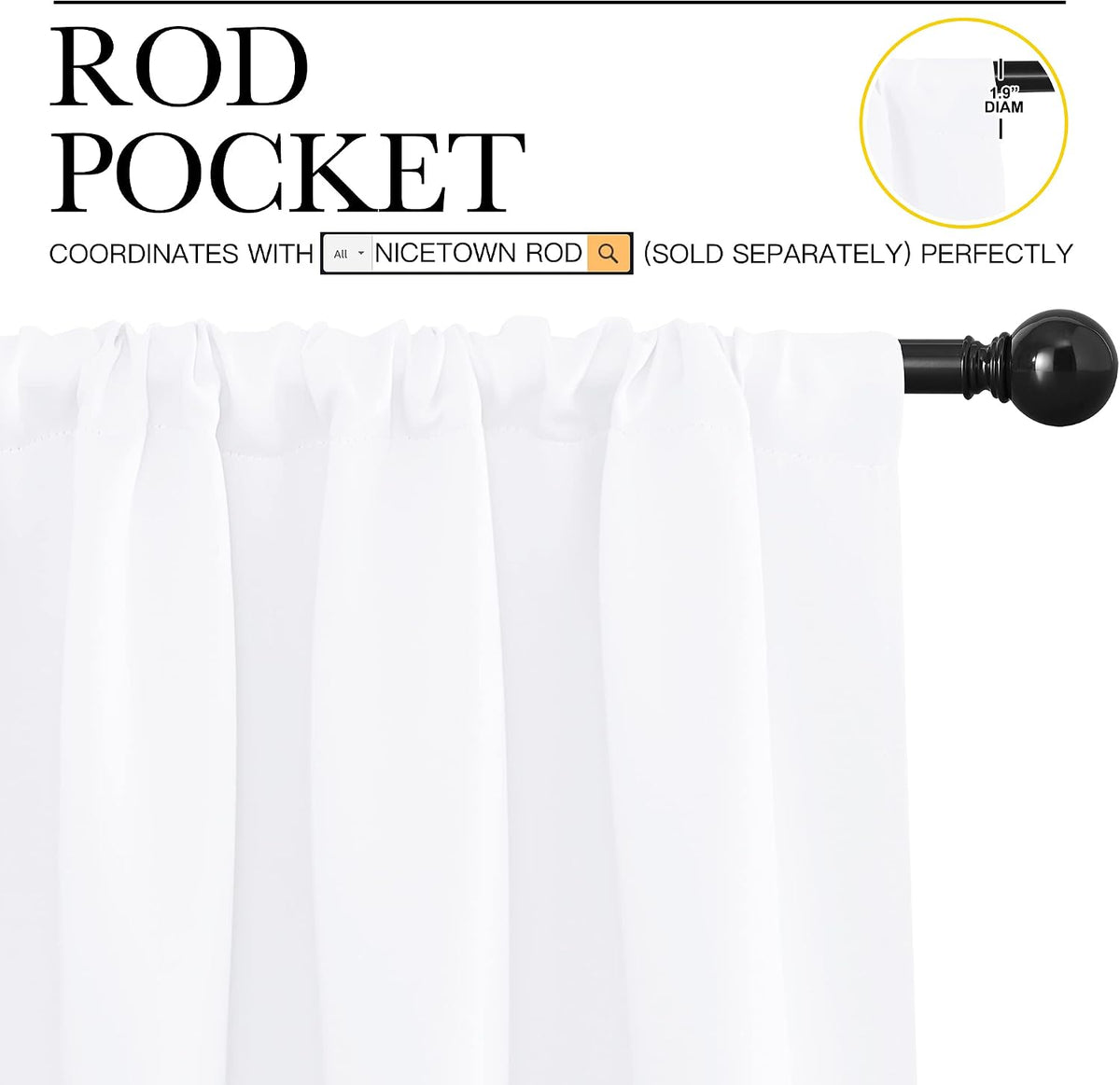 72"L x 34"W polyester curtains in Pure White, alternate view 3