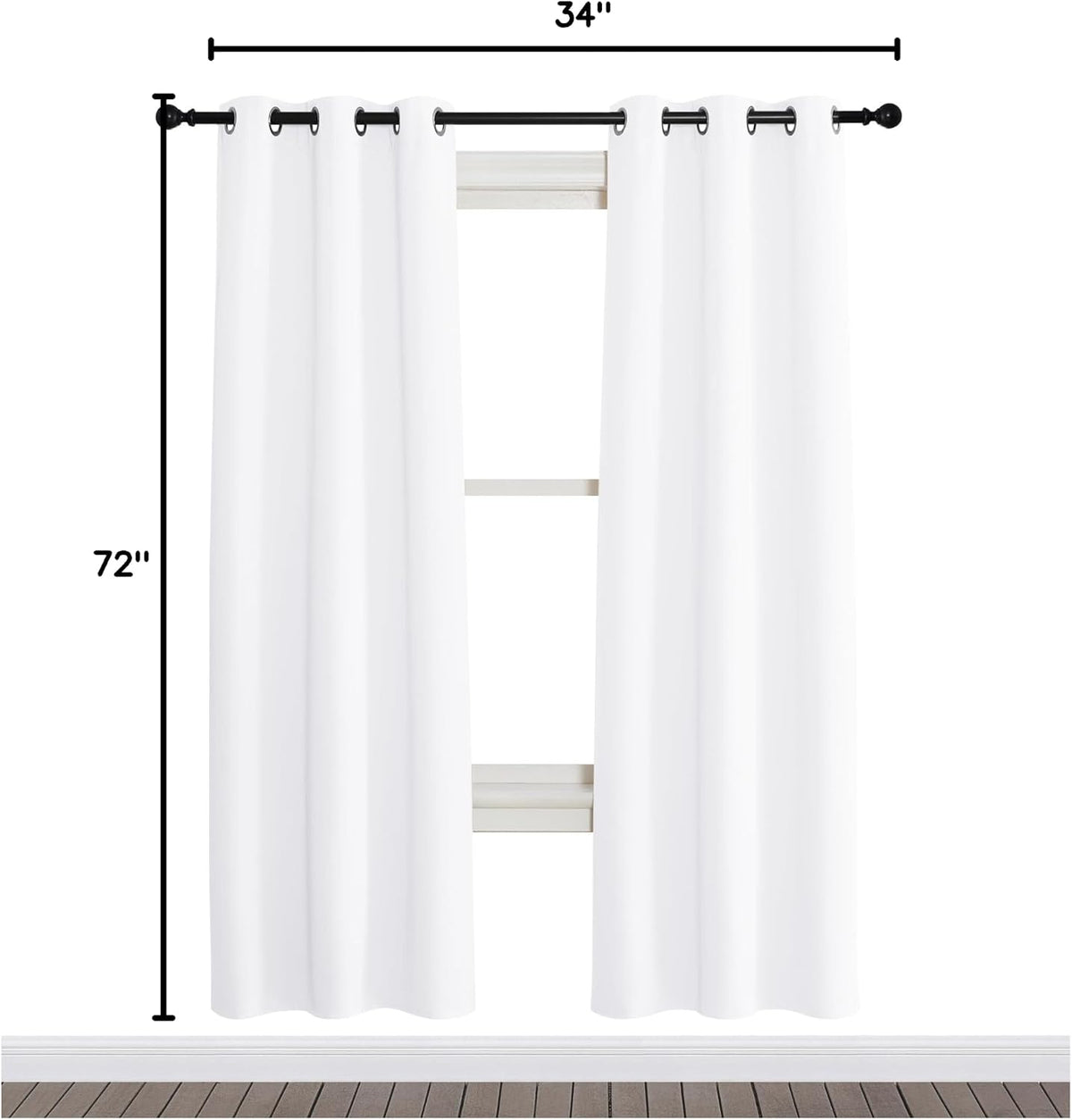 72"L x 34"W polyester curtains in Pure White, alternate view 8