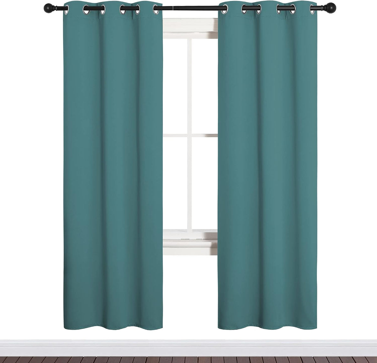 72"L x 34"W polyester curtains in Sea Teal, alternate view 2