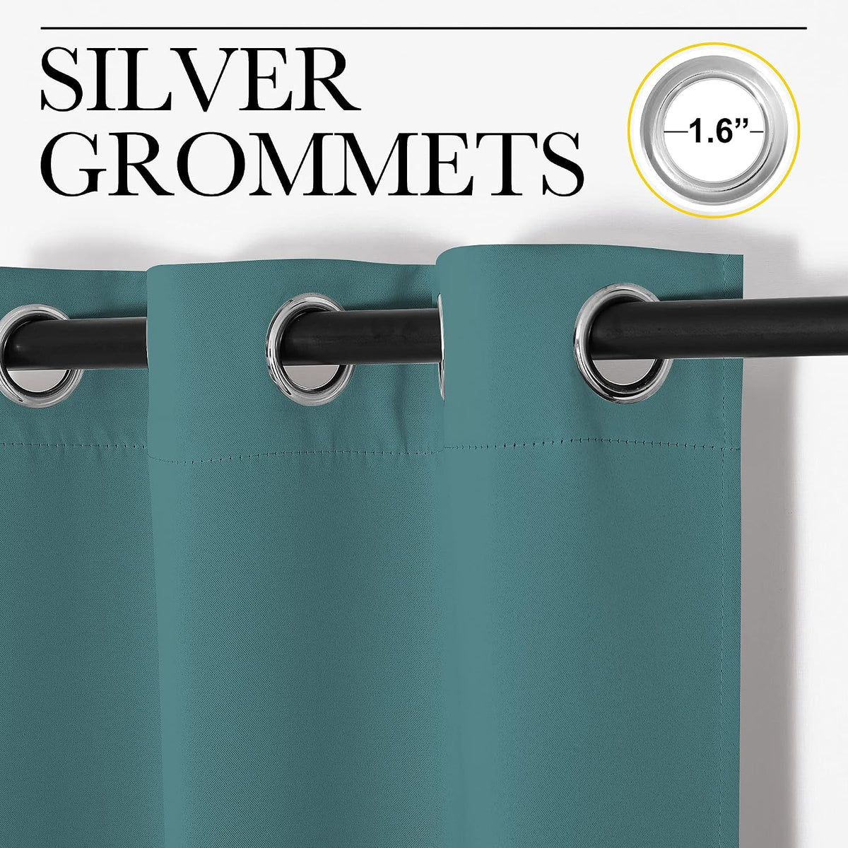 72"L x 34"W polyester curtains in Sea Teal, alternate view 3