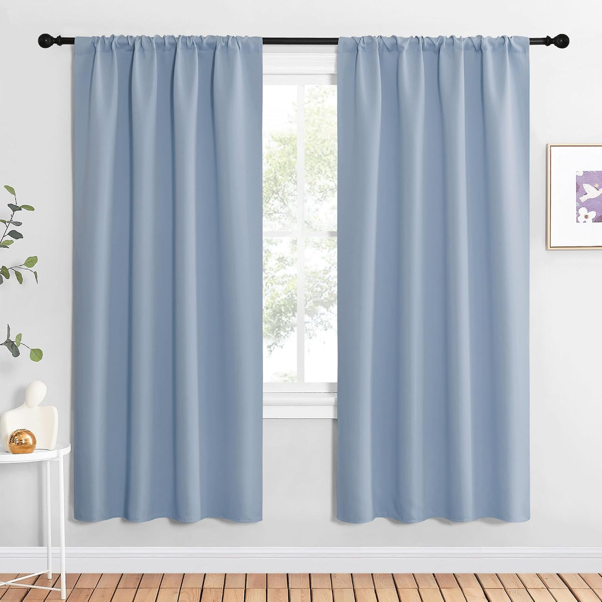72"L x 34"W polyester curtains in Vintage Blue