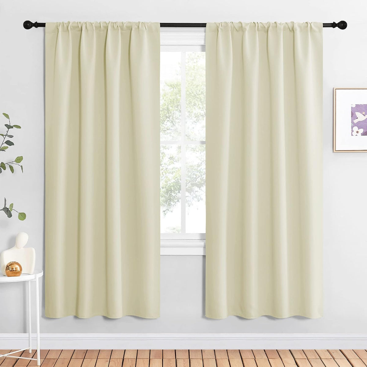 72"L x 42"W polyester curtains in Beige
