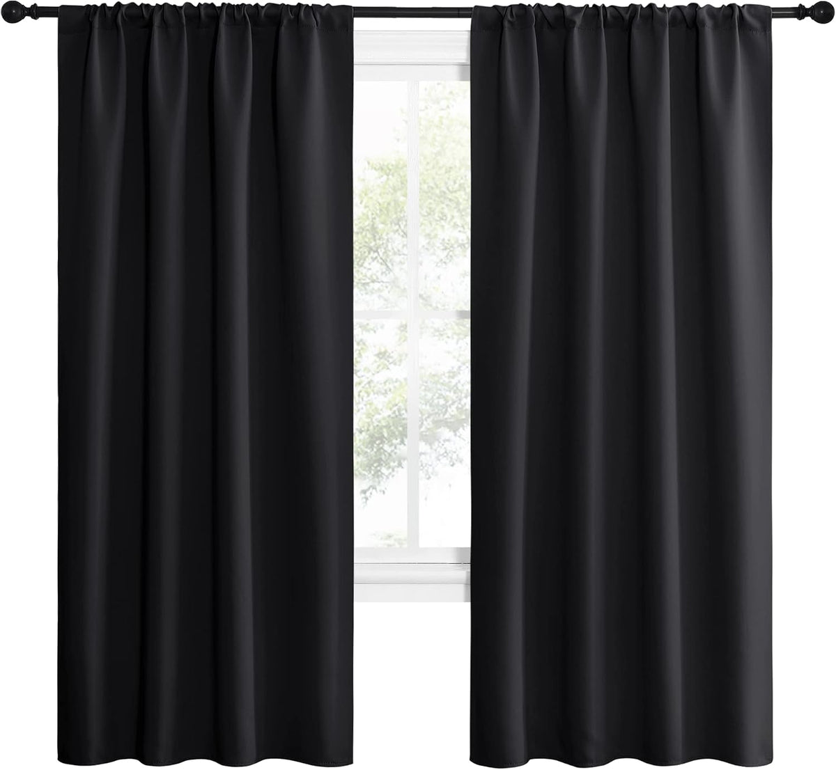 72"L x 42"W polyester curtains in Black, alternate view 2