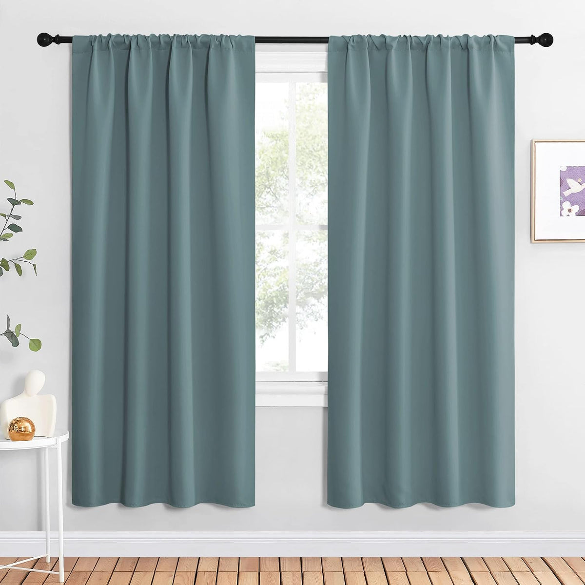72"L x 42"W polyester curtains in Greyish Blue