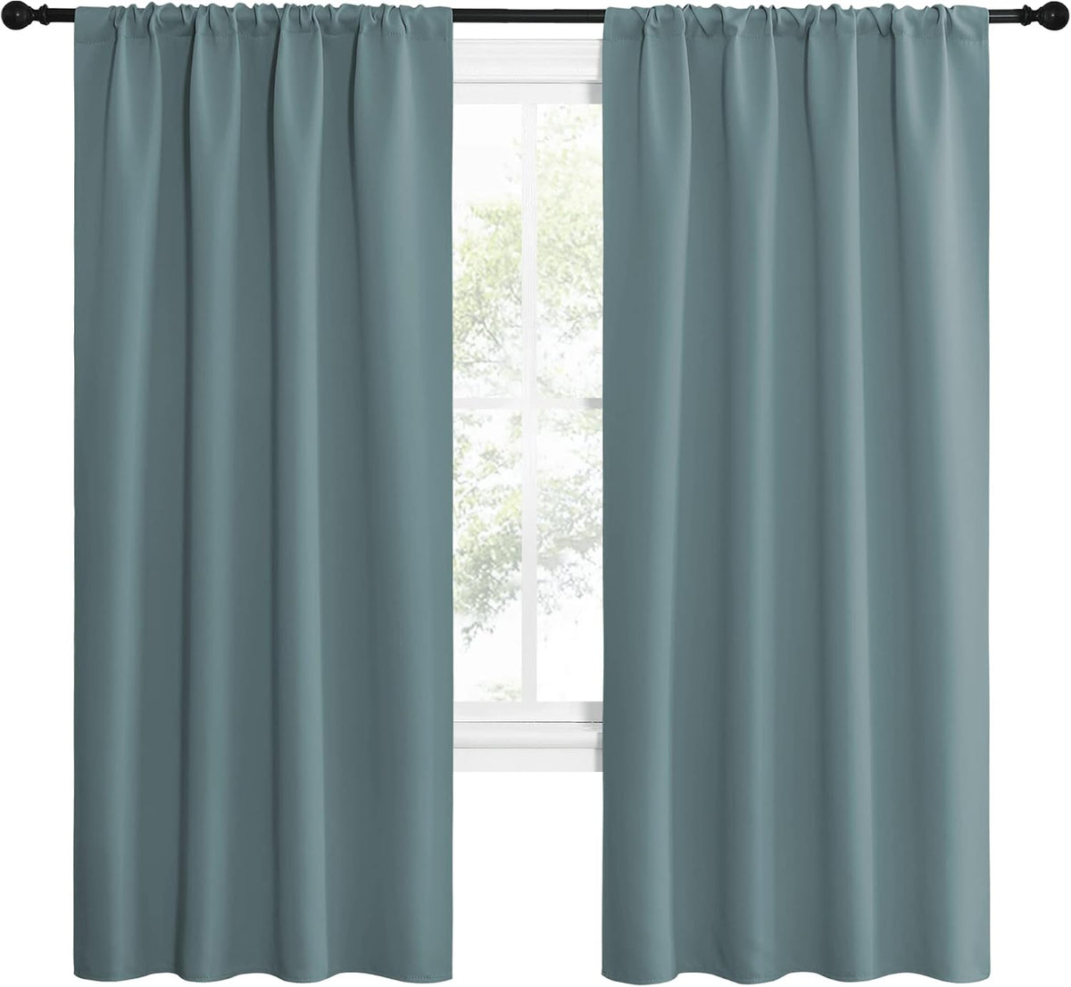 72"L x 42"W polyester curtains in Greyish Blue, alternate view 2