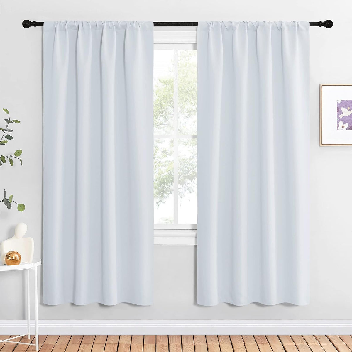 72"L x 42"W polyester curtains in Greyish White
