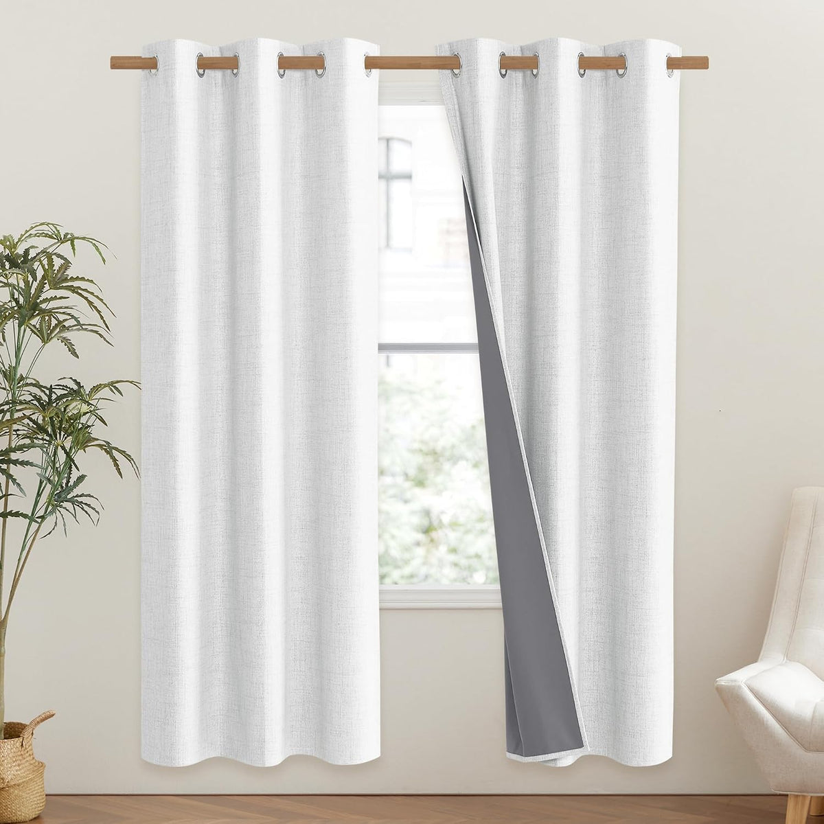 72"L x 42"W polyester curtains in Greyish White, alternate view 2