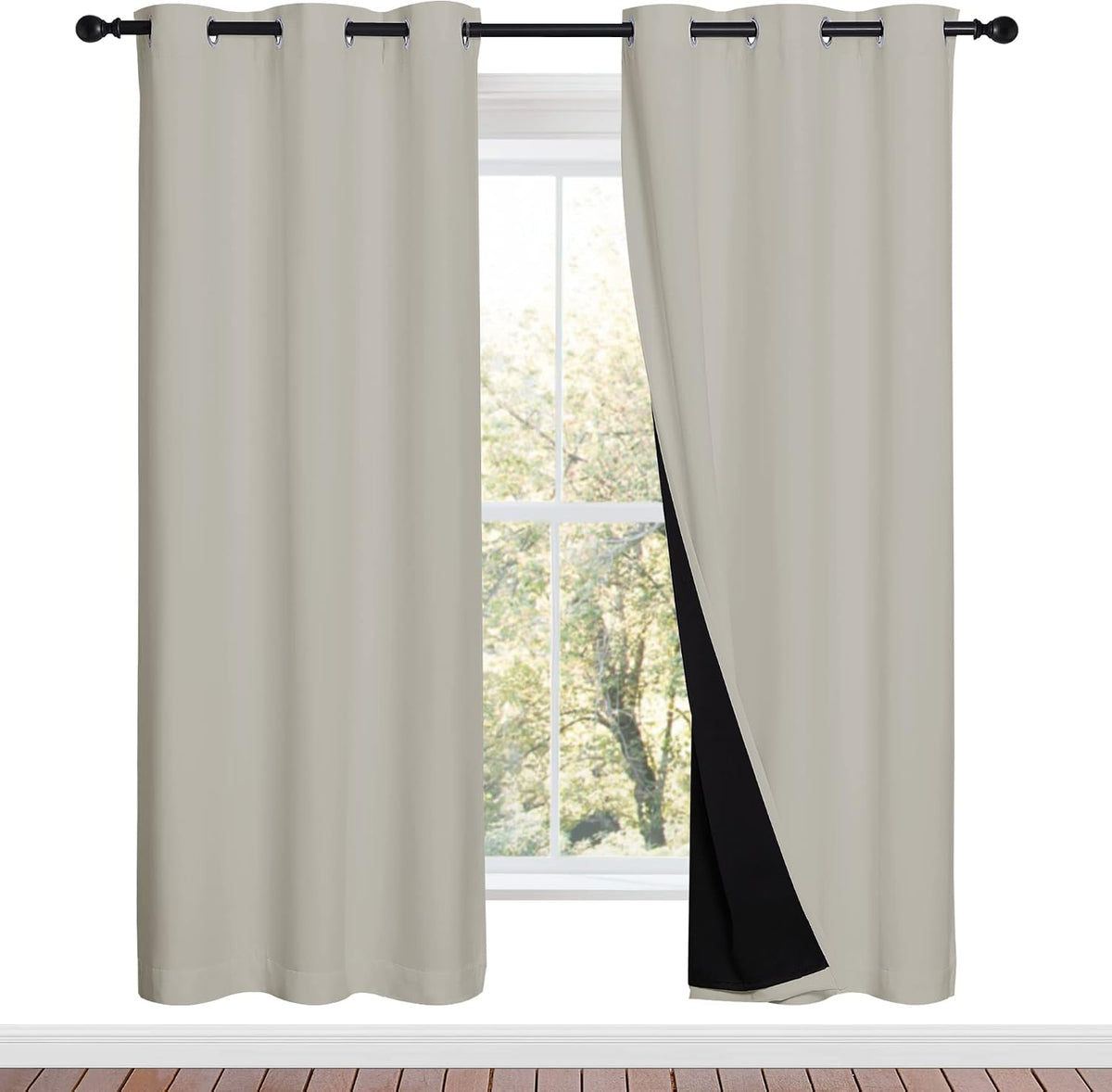 72"L x 42"W polyester curtains in Natural