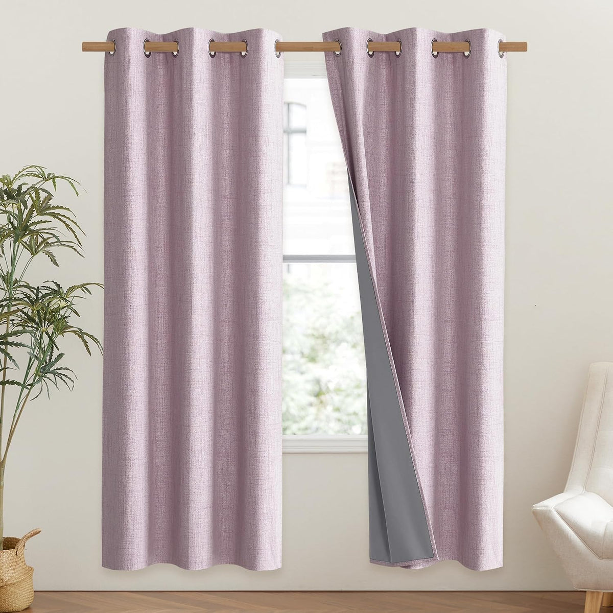 72"L x 42"W polyester curtains in Pink, alternate view 2