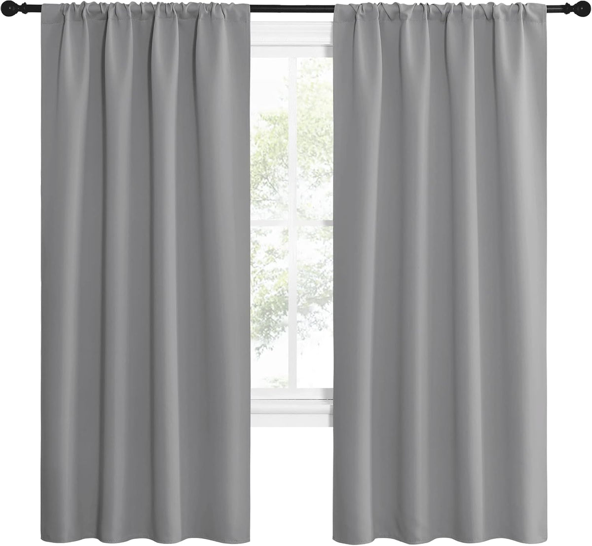 72"L x 42"W polyester curtains in Silver Grey, alternate view 2
