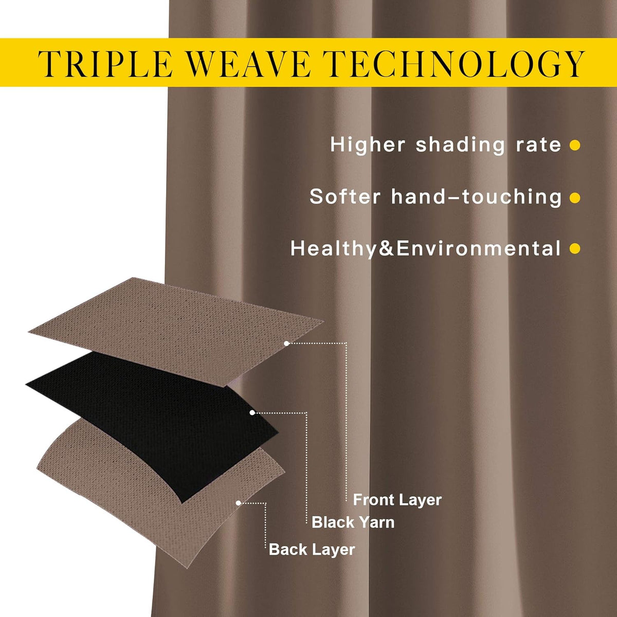 72"L x 46"W fabric curtains in Cappuccino, alternate view 3