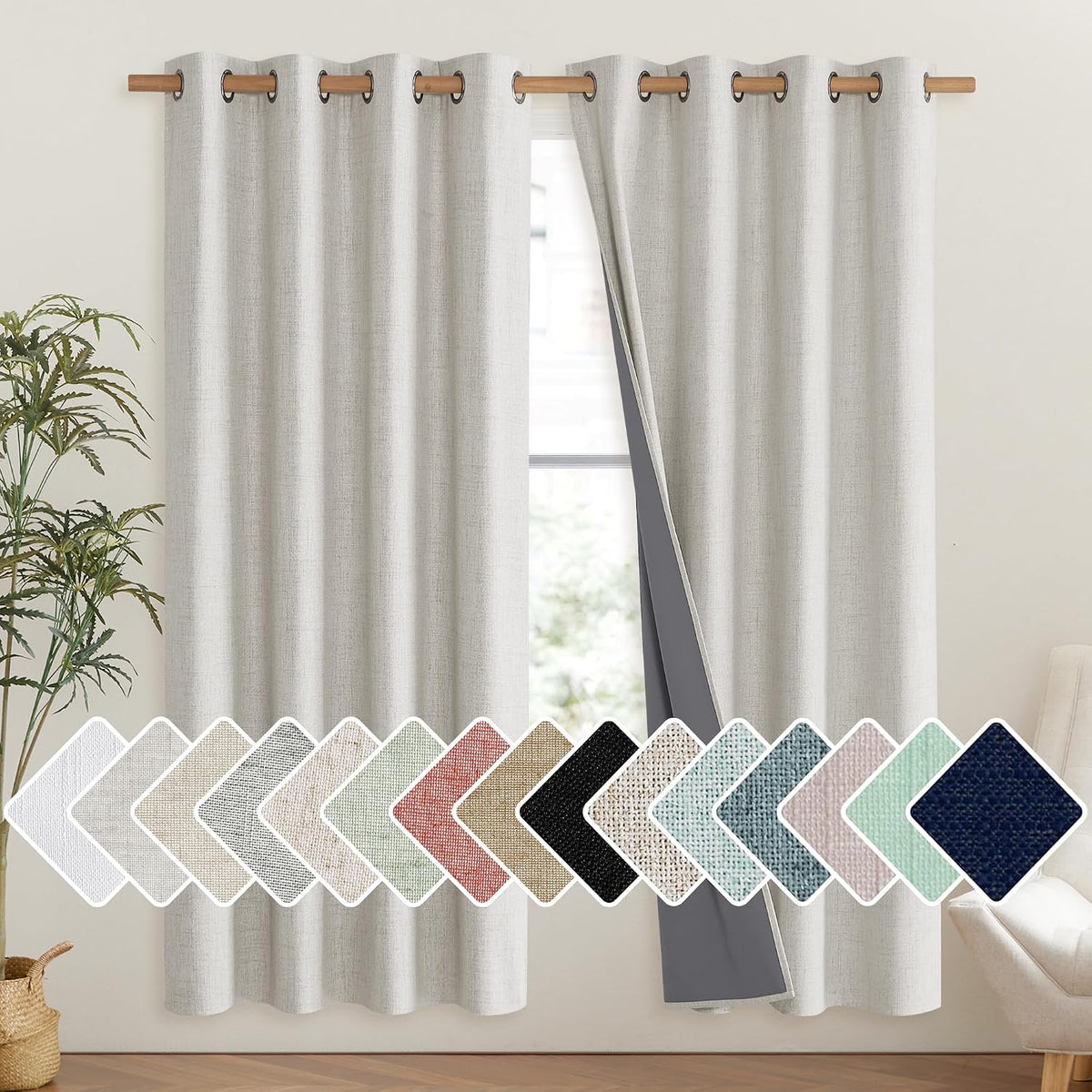 72"L x 52"W polyester curtains