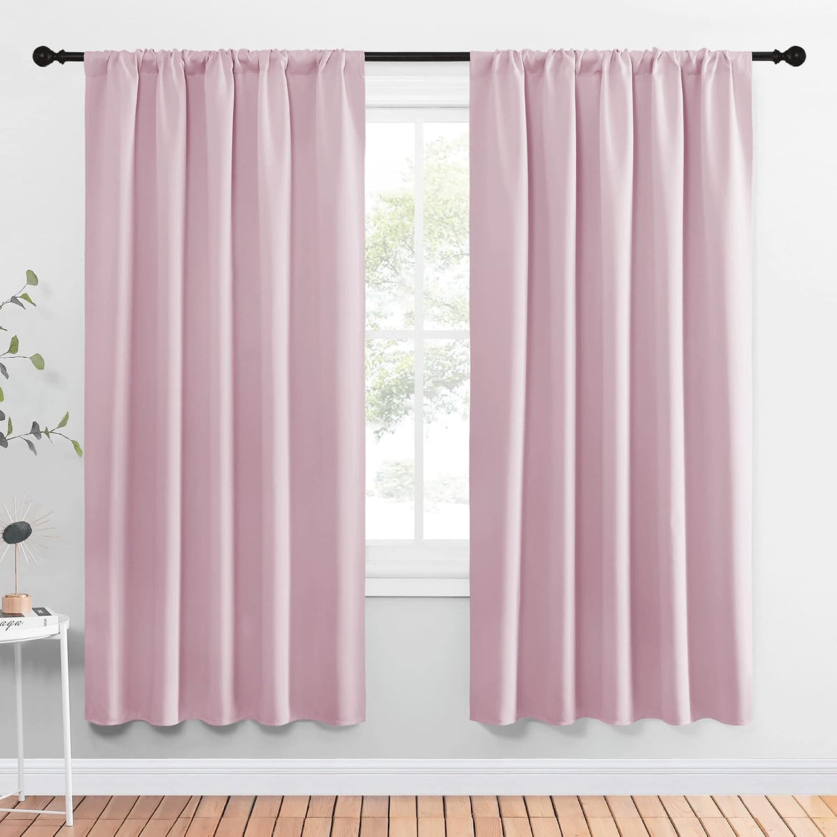 72"L x 52"W polyester curtains in Baby Pink