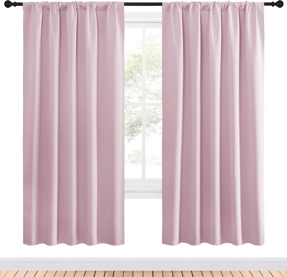 72"L x 52"W polyester curtains in Baby Pink, alternate view 2