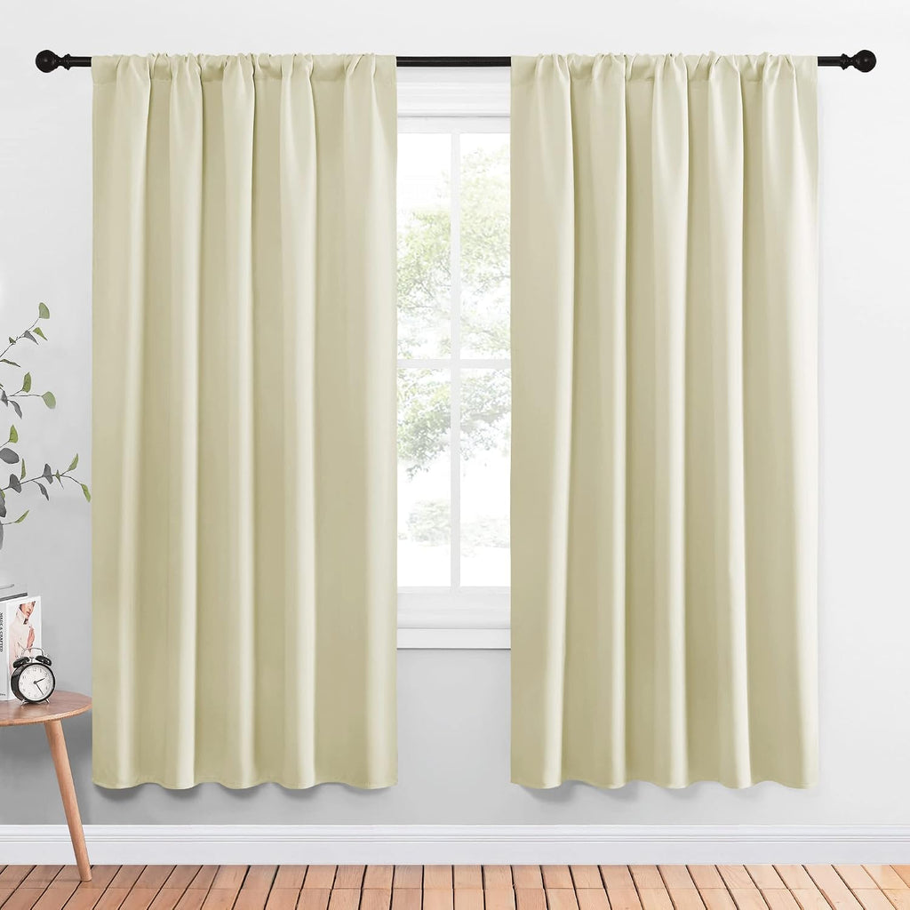 72"L x 52"W polyester curtains in Beige