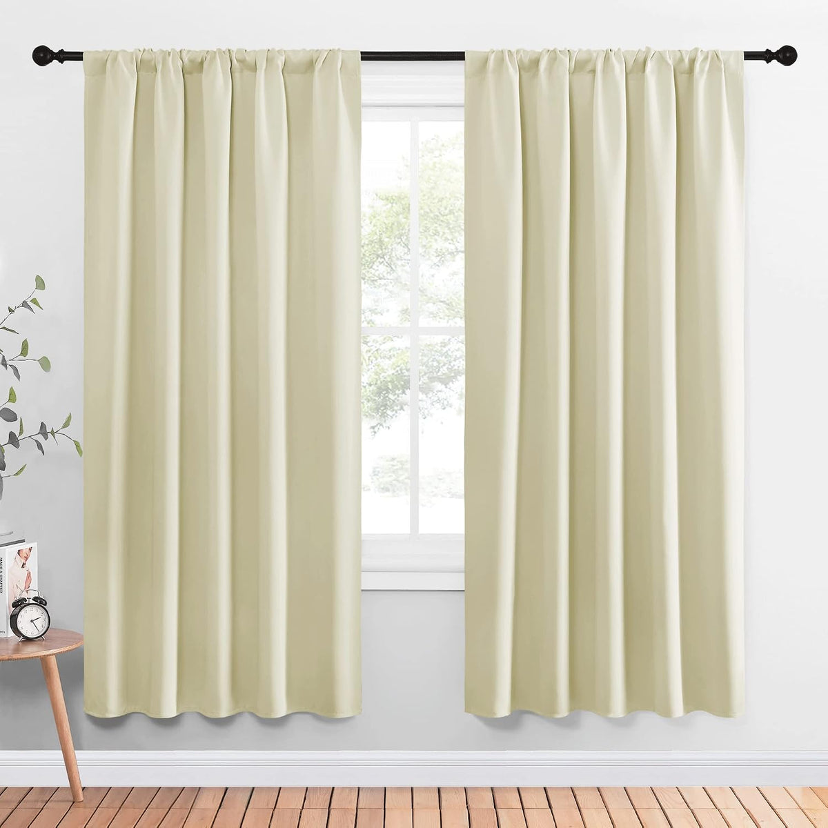 72"L x 52"W polyester curtains in Beige