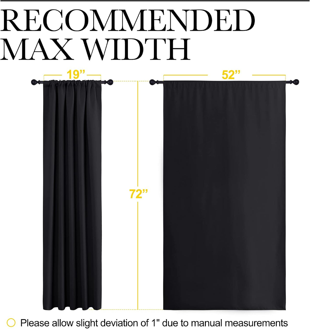 72"L x 52"W polyester curtains in Black, alternate view 7