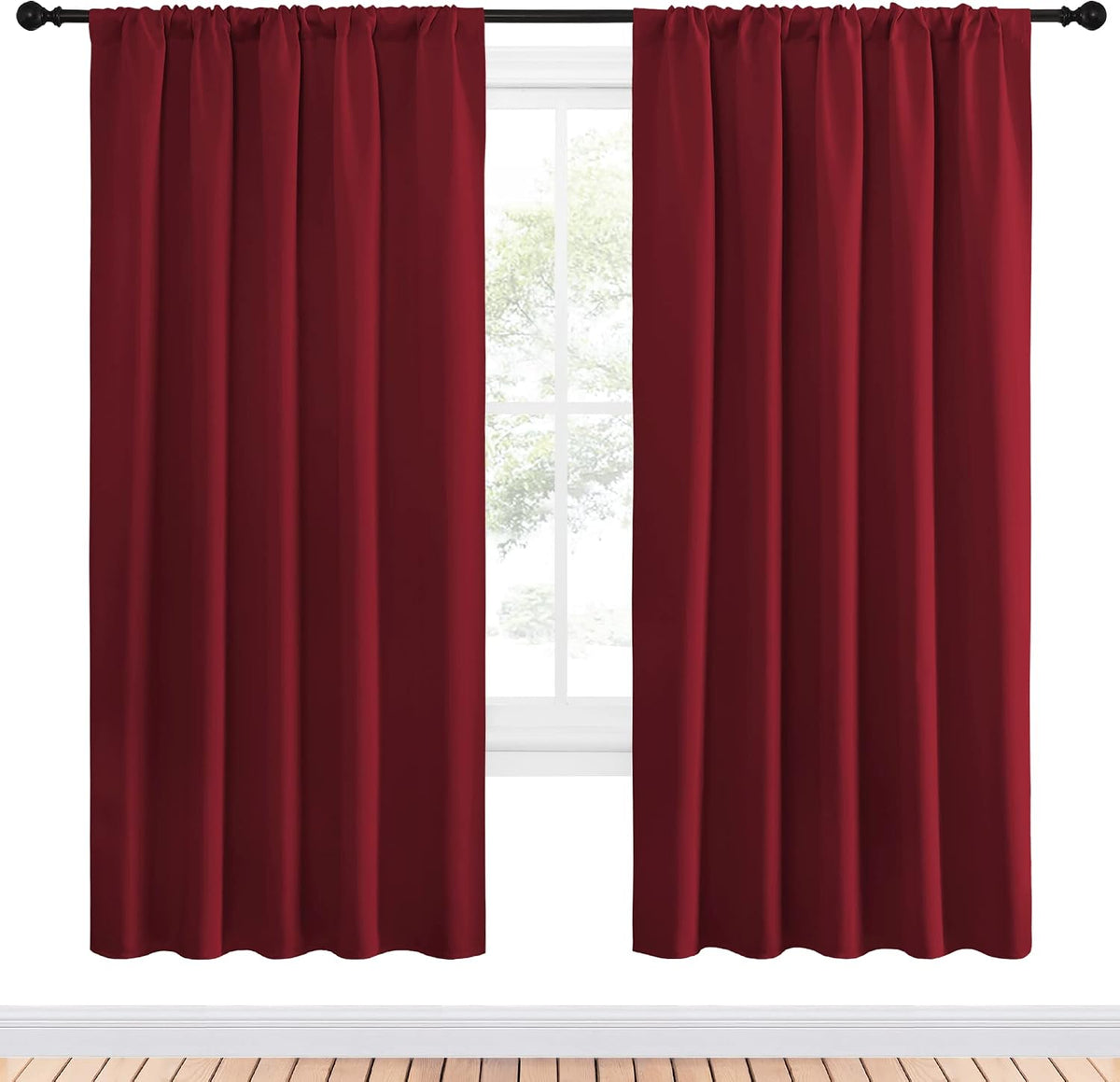 72"L x 52"W polyester curtains in Burgundy Red, alternate view 2