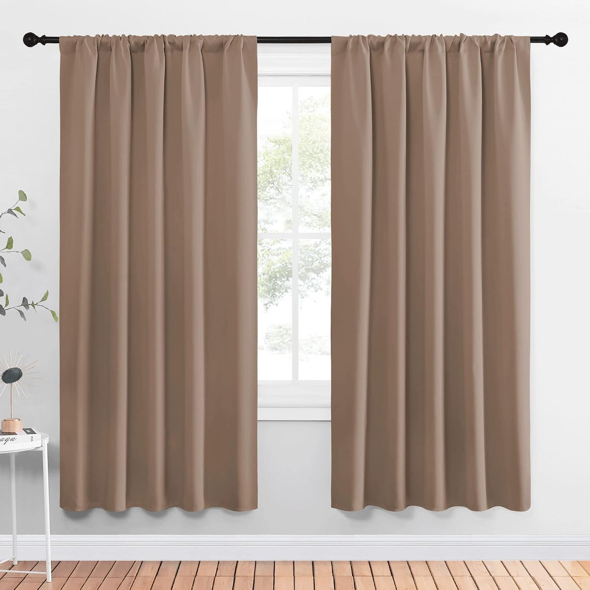 72"L x 52"W polyester curtains in Cappuccino
