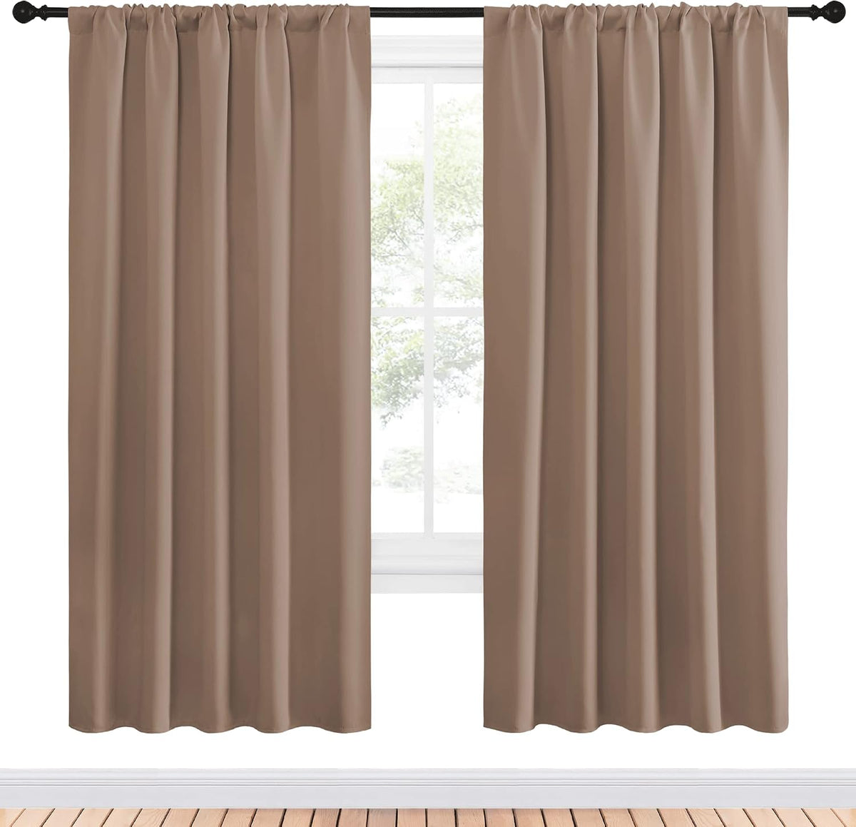 72"L x 52"W polyester curtains in Cappuccino, alternate view 2