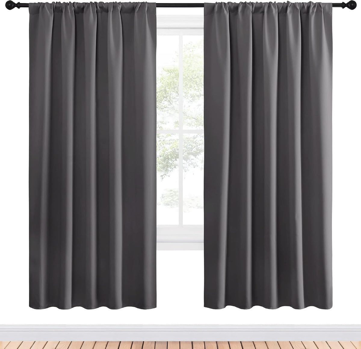 72"L x 52"W polyester curtains in Grey, alternate view 2