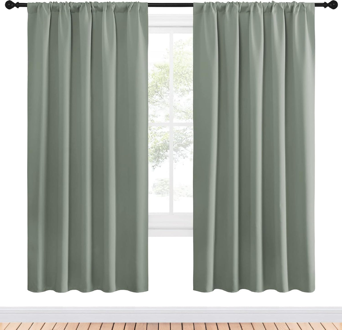 72"L x 52"W polyester curtains in Greyish Green, alternate view 2