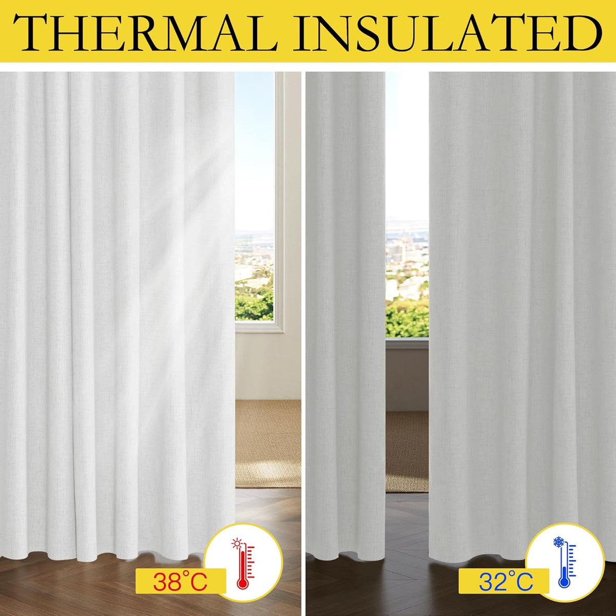 72"L x 52"W polyester curtains in Greyish White, alternate view 3