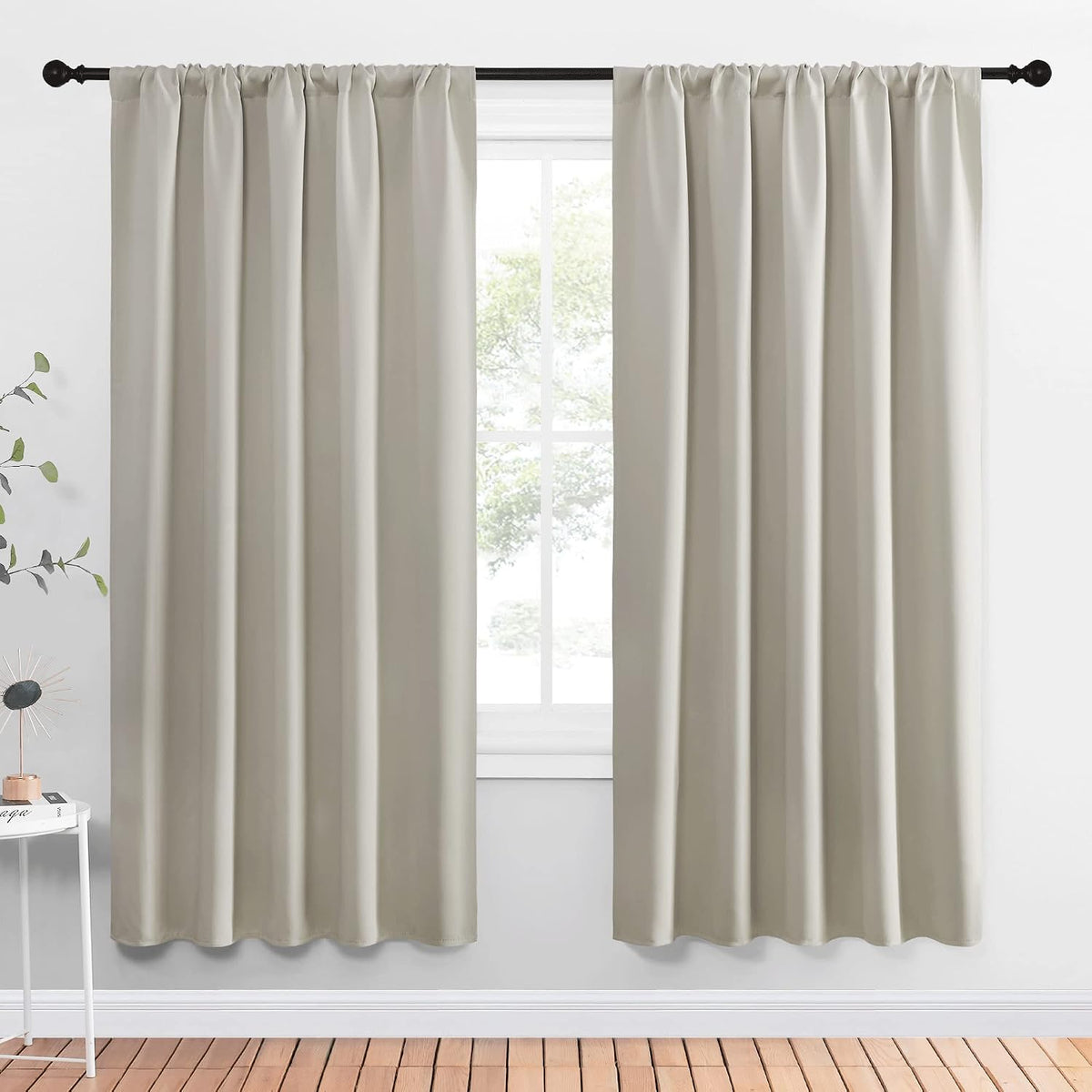 72"L x 52"W polyester curtains in Natural