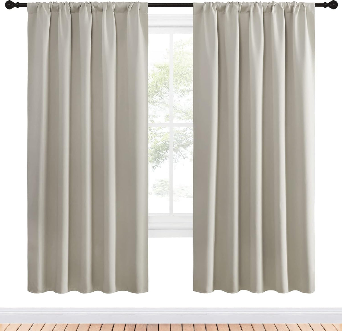 72"L x 52"W polyester curtains in Natural, alternate view 2