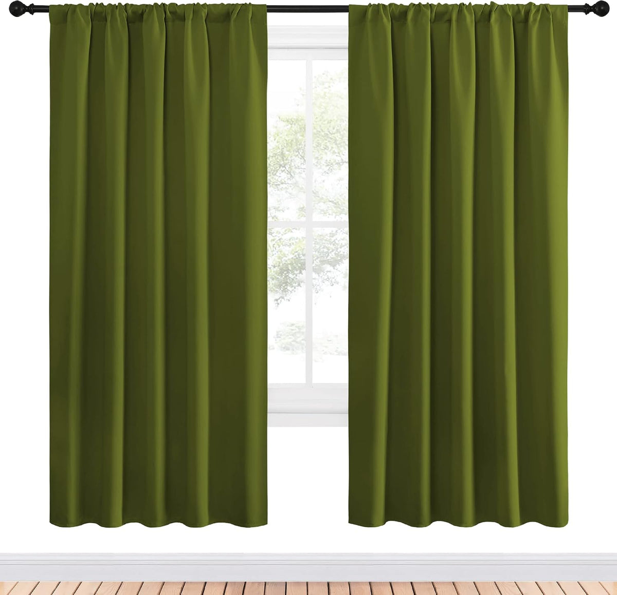 72"L x 52"W polyester curtains in Olive, alternate view 2