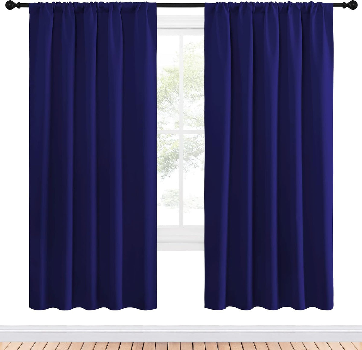 72"L x 52"W polyester curtains in Royal Blue, alternate view 2