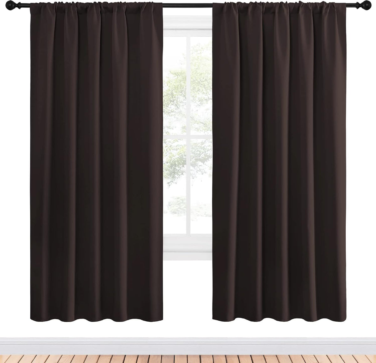 72"L x 52"W polyester curtains in Toffee Brown, alternate view 2