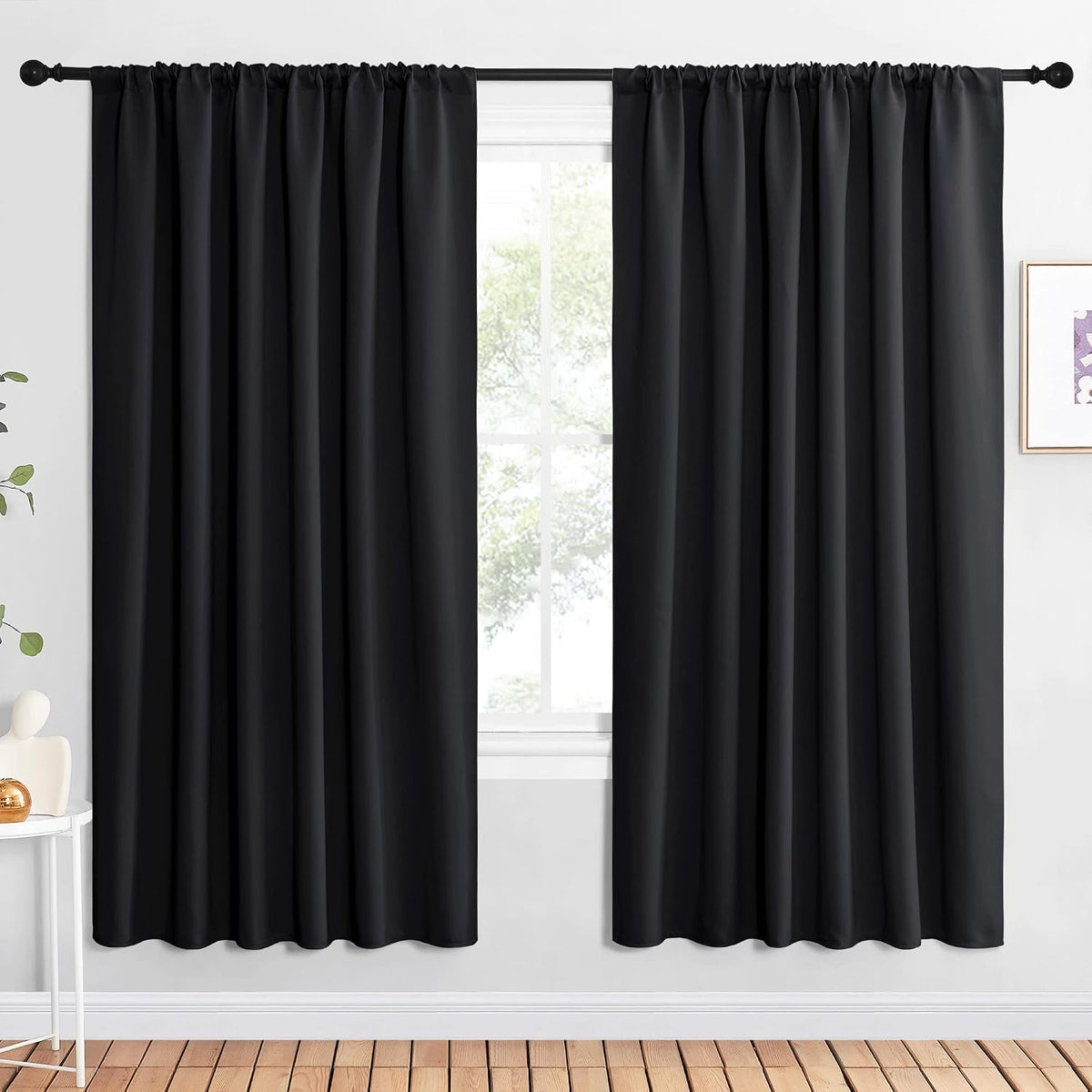 72"L x 62"W polyester curtains in Black