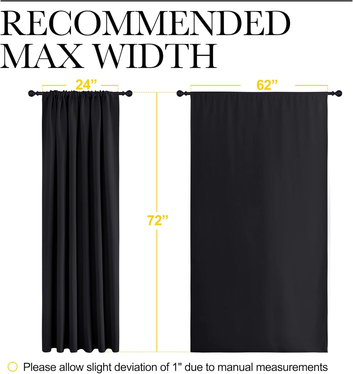 72"L x 62"W polyester curtains in Black, alternate view 7