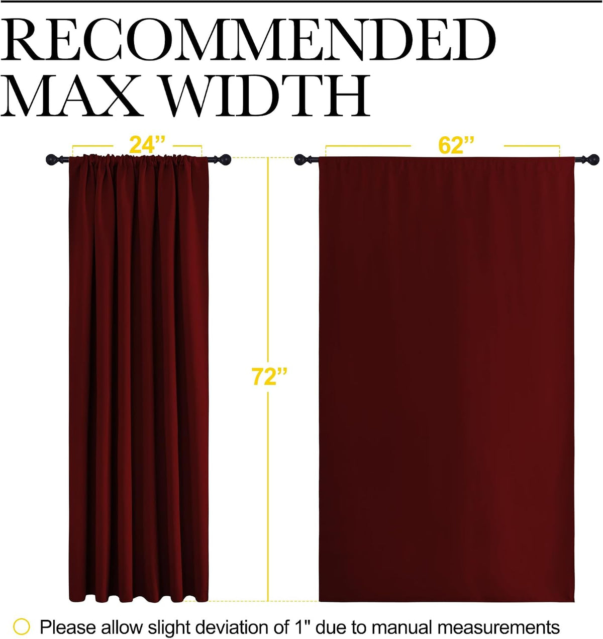 72"L x 62"W polyester curtains in Burgundy Red, alternate view 3